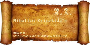 Miholics Krisztián névjegykártya